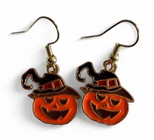 Handmade Witch Hat Pumpkin Enamel Earrings 🎃 thumbnail 1
