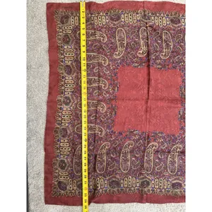 Ralph Lauren Burgundy Gold Silk Large Square Scarf Old Money Quiet Luxury thumbnail 6