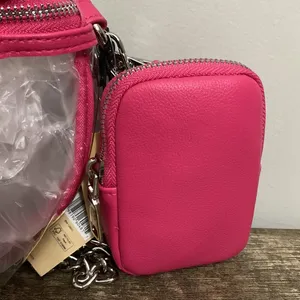 MADDEN NYC New! Women’s clear convertible fanny pack with pouch hot pink thumbnail 3