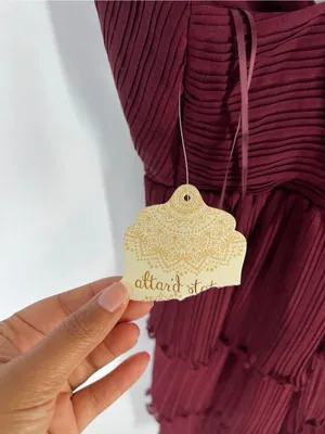 NWT Altar’d State Burgundy Pleated Tiered Mini Dress Size S thumbnail 10