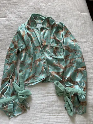 Teal and Cheetah Pajamas Set Green Size XS thumbnail 4
