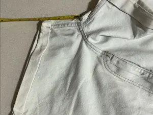 Zara Off-White High-Waist Rolled Denim Shorts light blue thumbnail 8