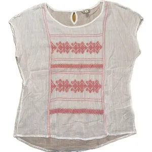 Sonoma Lifestyle Women's‎ L White Pink Embroidered Boho Top thumbnail 1