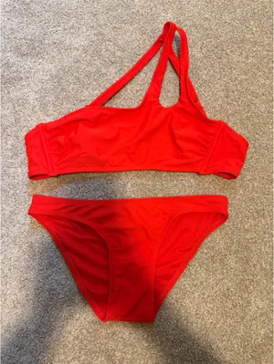 Xhilaration Red/Orange One Shoulder Strappy Bikini Set thumbnail 1