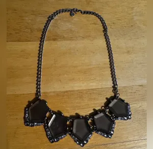 Loft Silver Tone Statement Chunky Rhinestone Necklace thumbnail 2