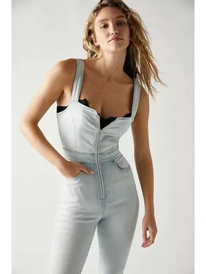 Free People We the Free CRVY 2nd Ave One Piece Denim Jumpsuit thumbnail 2
