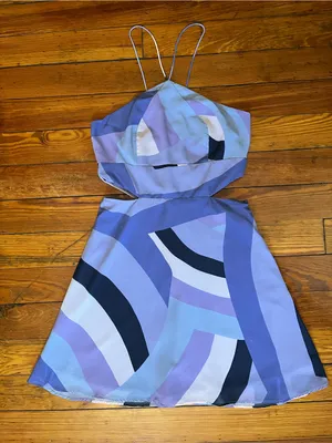 Hutch Halter Cutout Mini Dress in Lavender Abstract Print* small flaw thumbnail 4
