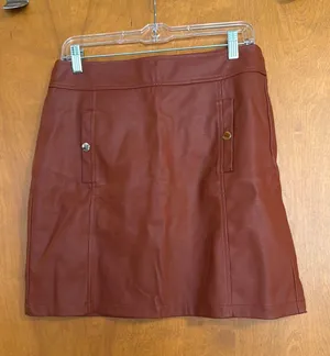 Loft Faux Leather Skirt Cognac 6 thumbnail 2