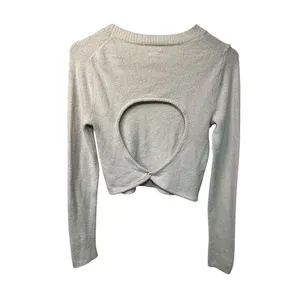 Aerie Women's Ivory Open Back Pullover Sweater Size M Casual Knit thumbnail 2