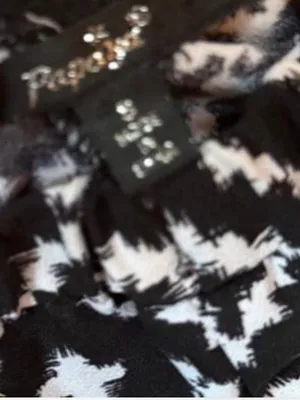 Papaya Black & White Diamond Pattern Wide Leg Pants Sz S thumbnail 3