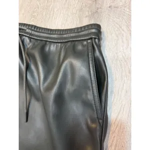 J.Jill XS Black Faux Leather Drawstring Pull-On Skirt Pockets Quiet Luxury Edgy thumbnail 4