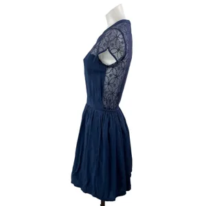 Abercrombie & Fitch Women's Blue Mesh Sheer Lace Fit & Flare Mini Dress Size S thumbnail 2
