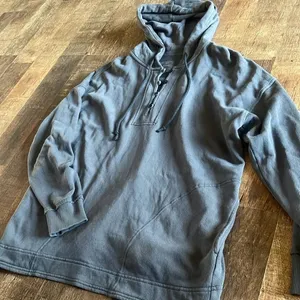 Aerie oversized hooded pull over dark wash gray thumbnail 3