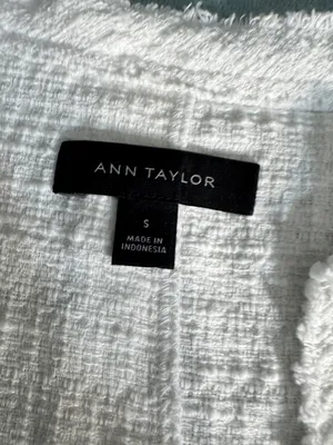 Ann Taylor White Textured Open-Front Jacket thumbnail 3