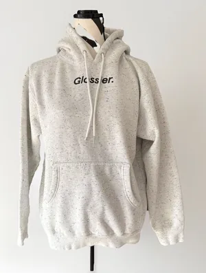 GLOSSIER Terrazzo Hoodie‎ Oversized White Black Specks Pullover Womens Small thumbnail 1