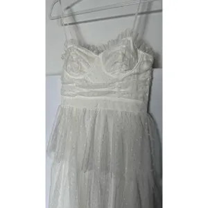Lulus 2010s Ivory Swiss Dot Mesh Bustier Tiered Dress Medium thumbnail 15