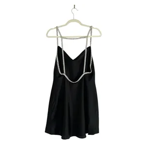 NWT Show me Your Mumu Bling mini dress Satin Black Size M Bedazzled Rave Party thumbnail 5