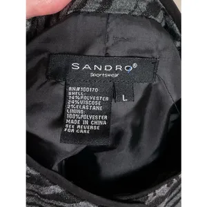Sandro Zebra Print Blazer Gray & Black Belted Jacket Sz Lg thumbnail 3