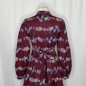 BY ANTHROPOLOGIE Mini Tunic Long Sleeve Dress Floral‎ Lace Trims Purple X-Small thumbnail 10