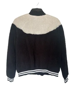 Nike Sportswear Swoosh Sherpa Fleece Jacket Black And White thumbnail 4