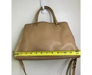 coach medium w adjustable strap tan leather cross thumbnail 2