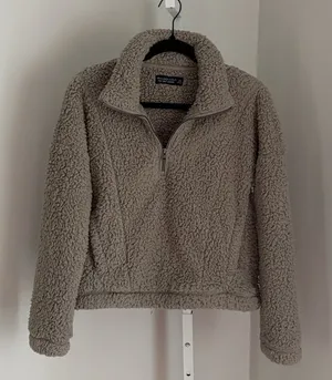 Abercrombie & Fitch Soft AF Sherpa Quarter Zip Faux Sherpa Fleece Jacket Size XS thumbnail 1