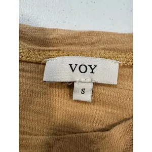 VOY Midi Dress S Tan Slub Knit Layered Raw Hem Boho Lagenlook Earthy Neutral thumbnail 5