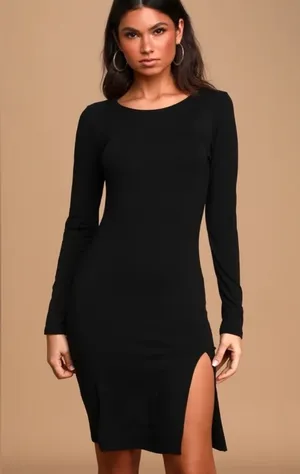 Lulus How I Wonder Black Long Sleeve Midi Dress thumbnail 1