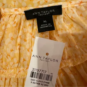 Ann‎ Taylor Yellow Orange Floral Long Sleeved Shirred Yoke Blouse Sz XL NEW thumbnail 5