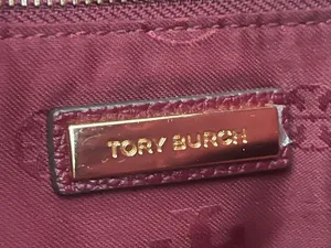 Tory Burch Burgundy Leather Shoulder Bag with Gold Hardware Burgundy color thumbnail 3