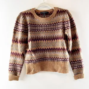 Marc Jacobs Crewneck Wool Blend Fair Isle Sweater Brown Small thumbnail 1