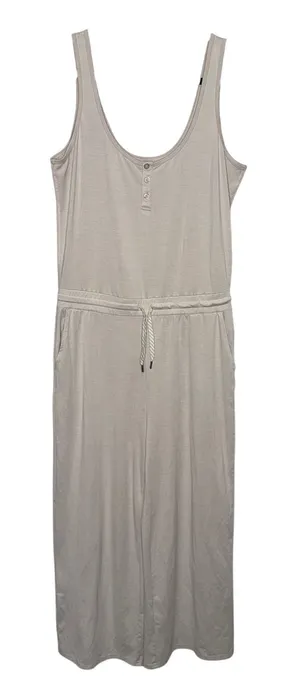 Vuori Womens Medium Sleeveless Lounge Jumpsuit Beige Drawstring Wide Leg Pockets thumbnail 1