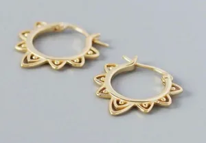 18K Gold Plated Hollow Flower Hoop Earrings for Women thumbnail 1
