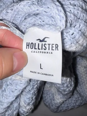 Hollister Sky Blue & White Striped Twist-Back Sweater Large thumbnail 5