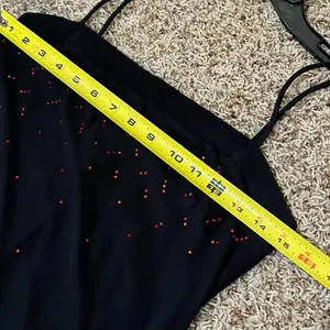 Y2K Black Maxi Dress Med. Rhinestone Spaghetti Strap Prom 90s NOS PS PerSeption thumbnail 5