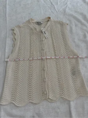 NWT Madewell Pointelle Knit Button Front Sweater Vest Cream XS thumbnail 7