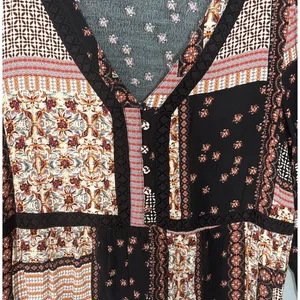 Gibson Latimer Patchwork Top Size Large Babydoll Hippie Boho Whimsigoth Peasant thumbnail 5