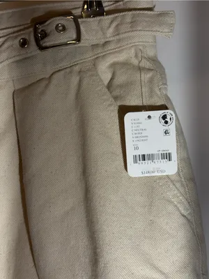 NWT Free People Cream Wide Leg Pleated Buckle Waist Trousers Pants Size 10 thumbnail 7