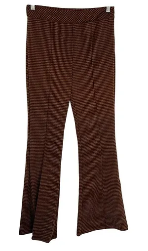 Anthropologie hem & thread orange brown checkered bootcut‎ pants women's size S thumbnail 1