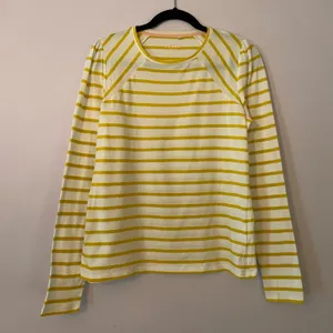 Boden Yellow White Stripe Long Sleeve Shirt Basic Minimalist Preppy Cotton 8 thumbnail 1