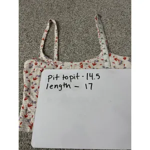 Free People Smocked Floral Crop Tank Top‎ White Red Purple Women's Size M thumbnail 4