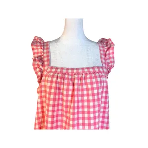 Vineyard Vines Gingham Dress Womens Small Pink Excellent Ruffle Cotton‎ Linen thumbnail 4