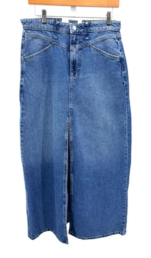 We The Free Free People Come As You Are Denim Maxi Skirt High Rise Blue Long Slit Skirt 32 thumbnail 1
