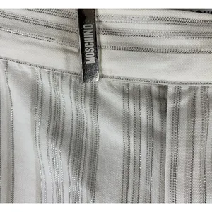 MOSCHINO White and Silver Stripe Cotton Blend Cropped Pants Size 8 thumbnail 3
