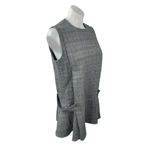 Zara Women's Gray Plaid Check Sleeveless Mini Skater Tank Flare Shift Dress M thumbnail 2