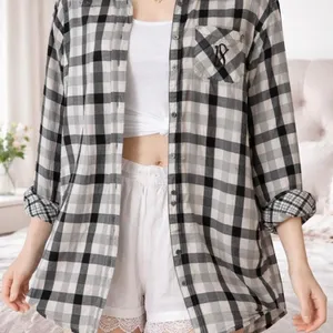 Victoria's Secret Plaid Button-Down Shirt – XS – Black & White –‎ Cotton Modal thumbnail 1