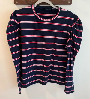 Anthropologie The Fifth Label Kinetic Stripe Puff Sleeve‎ Top XL thumbnail 1