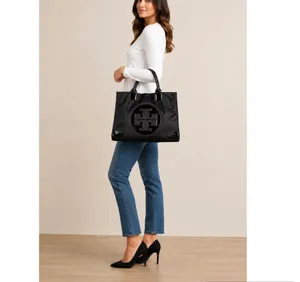 Tory Burch Ella Black Nylon Tote thumbnail 6