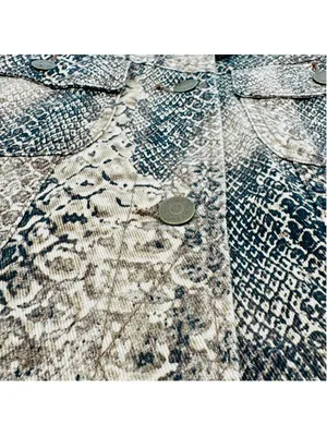 2000’s Lauren Ralph Lauren Tan Snake Print Denim Jean Jacket, Size S thumbnail 9