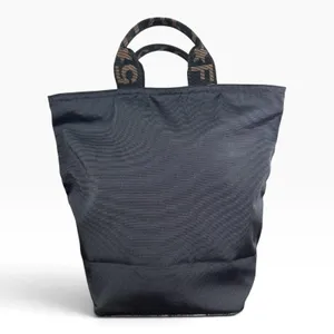 Fendi Roma Shopper Tote Bag Medium Black Nylon Logo Handles Italy Designer thumbnail 2